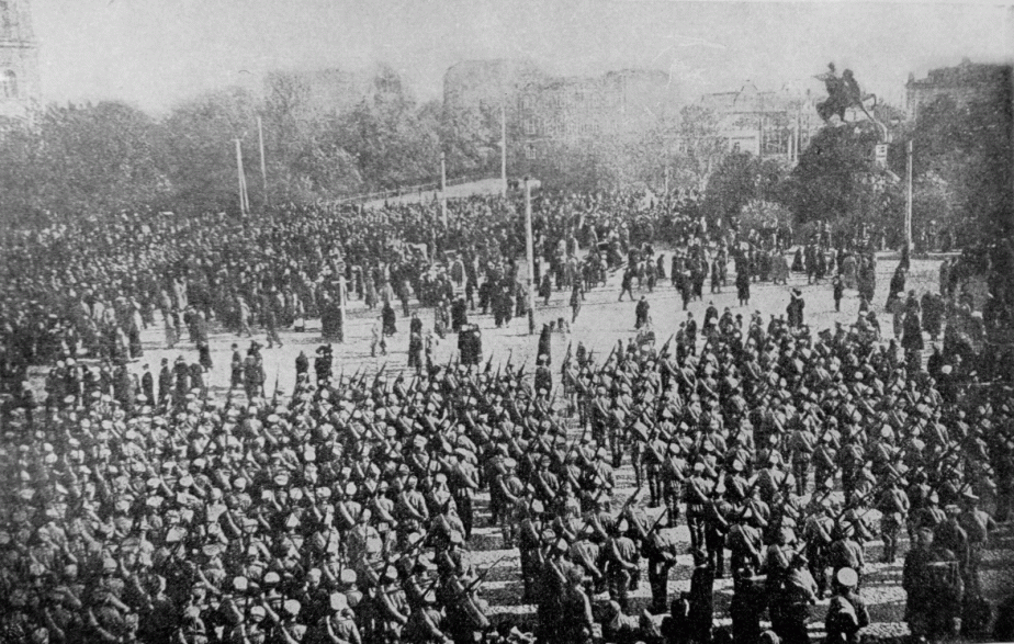 Česká družina. Nástup k přísaze, rok 1914